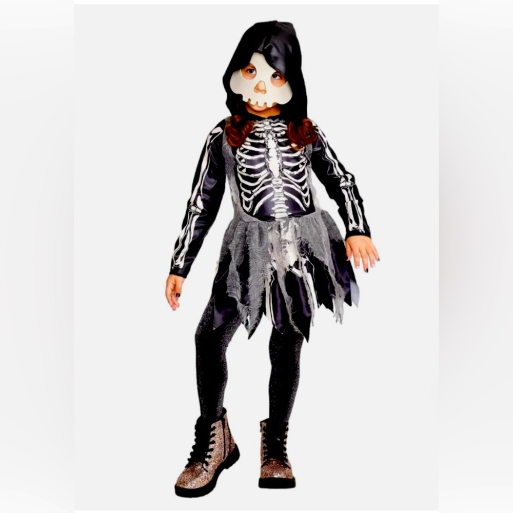 Hyde& Eek Girls Mystic Bones Skeleton Print Dress Size S (4-7) Halloween Costume